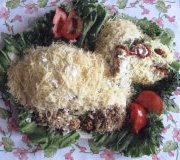 салат овечка из курицы с ананасами