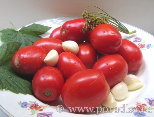 ингредиенты для приготовления маринованных помидоров