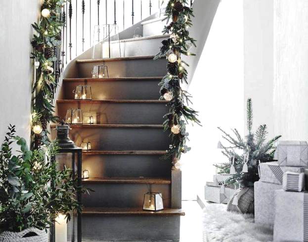 декор новогодней лестницы