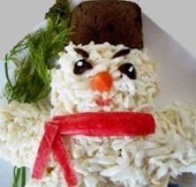 новогодний салат снеговик
